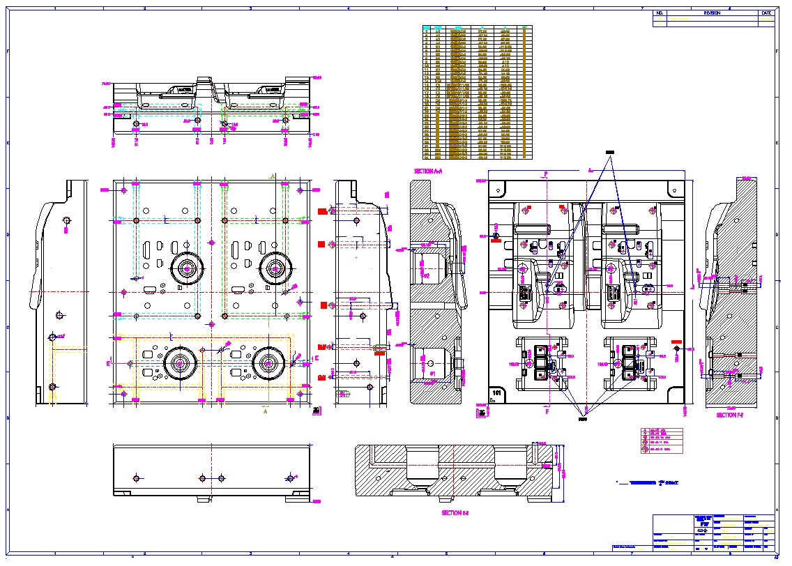 注塑模具主模仁2D加工图标注